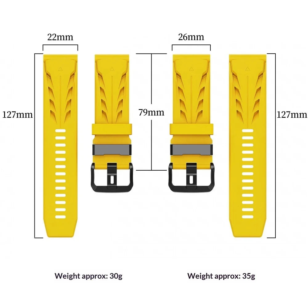 22mm Silicone Strap for Garmin Fenix 8 Pro AMOLED 47mm / Fenix 8 47mm / Fenix E 47mm Groove Design Watch Band - Yellow - 6