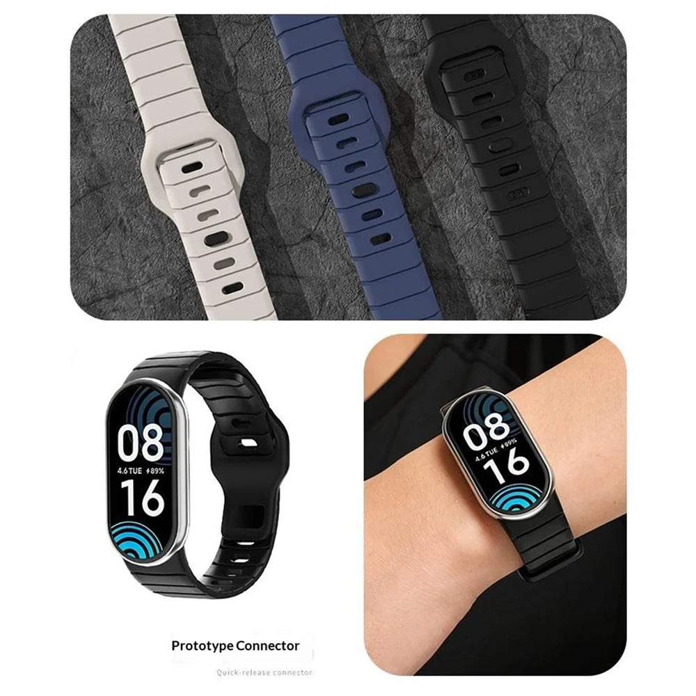 Adjustable Strap for Xiaomi Smart Watch Band 10  /  9  /  8 Armor Reverse T-Buckle Silicone Watch Band - White - 3