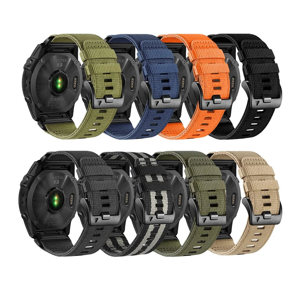 26mm Tactical Watch Band for Garmin Fenix 8 Pro MicroLED 51mm  /  Fenix 8 Pro AMOLED 51mm  /  quatix 8 51mm Quick Release Nylon Strap - Olive Green - 3