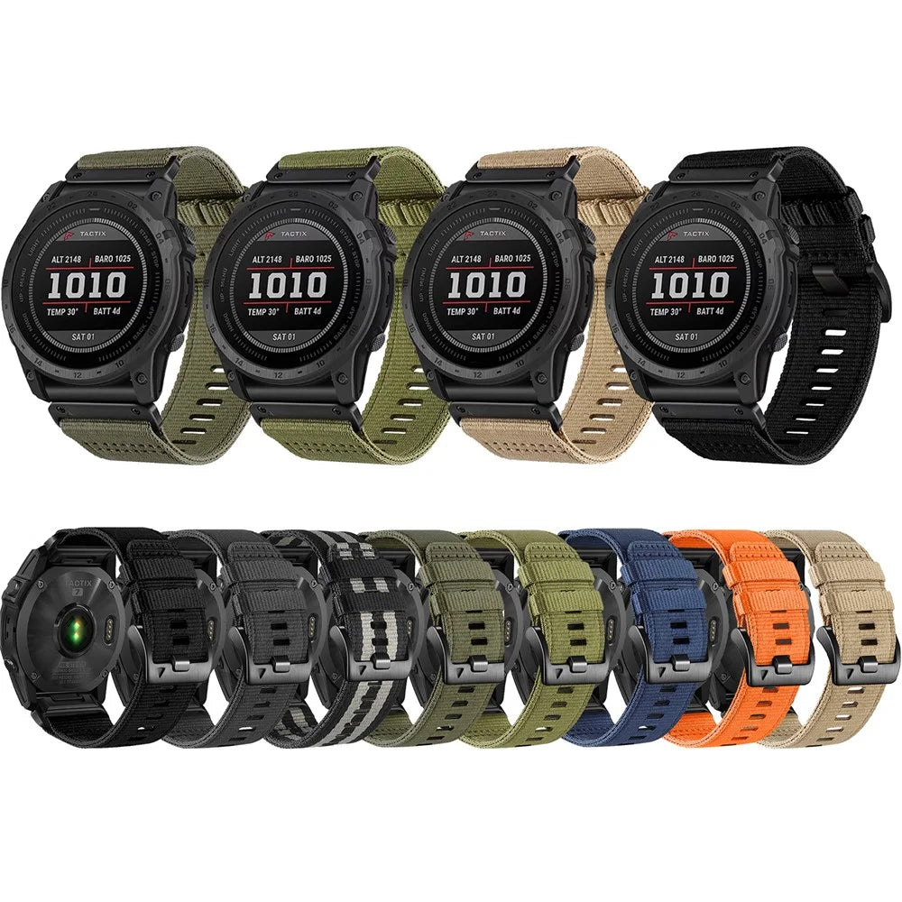 26mm Tactical Watch Band for Garmin Fenix 8 Pro MicroLED 51mm  /  Fenix 8 Pro AMOLED 51mm  /  quatix 8 51mm Quick Release Nylon Strap - Olive Green - 4