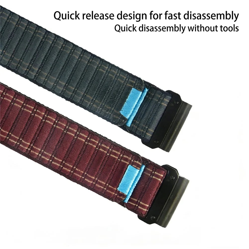 22mm Magic Tape Band for Garmin Tactix 8 47mm / Fenix 8 47mm / Fenix E 47mm Wavy Texture Nylon Loop Watch Strap - Dark Blue - 3
