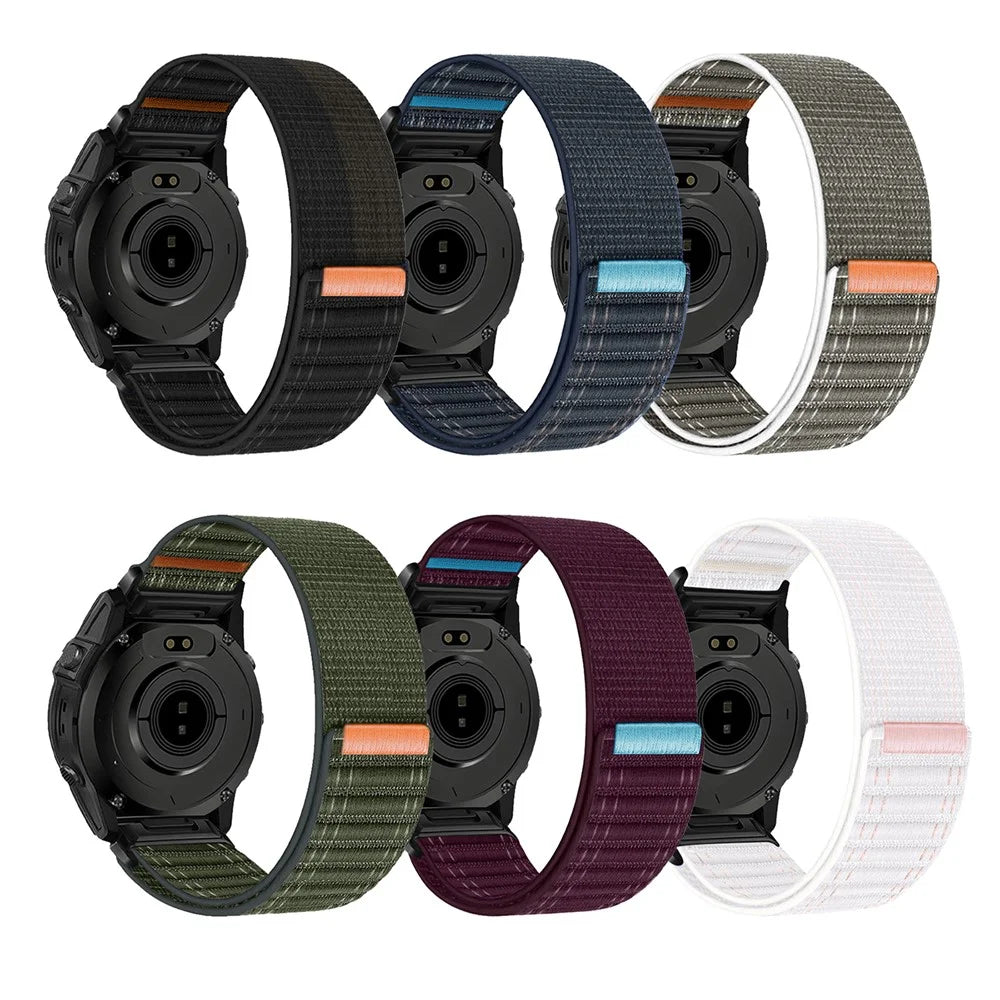 22mm Magic Tape Band for Garmin Tactix 8 47mm / Fenix 8 47mm / Fenix E 47mm Wavy Texture Nylon Loop Watch Strap - Dark Blue - 6