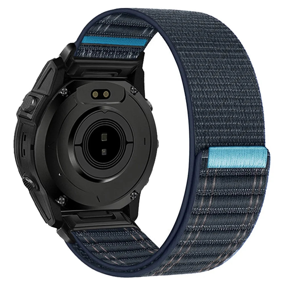 26mm Magic Tape Band for Garmin Fenix 8 Pro MicroLED 51mm  /  Fenix 8 Pro AMOLED 51mm  /  quatix 8 51mm Wavy Texture Nylon Loop Watch Strap - Dark Blue - 1