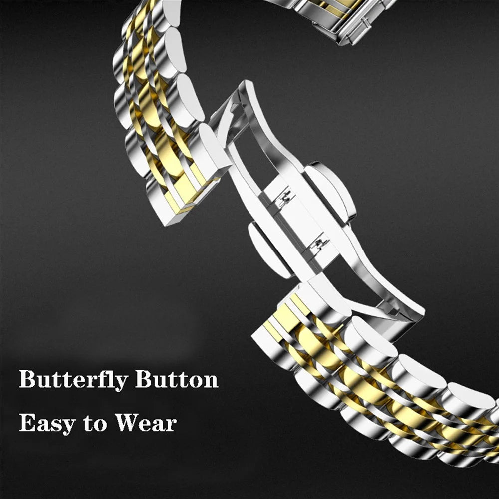 Stainless Steel Band for Huawei Band 11 / 11 NFC / 11 Pro / 11 Pro NFC Butterfly Buckle Chain Watch Strap with Removal Tool - Black - 5