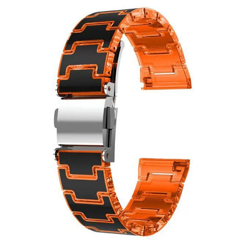 Dual Color Chain Link Band for Apple Watch Ultra 3 2 1 49mm / Series 11 10 46mm / 9 8 7 45mm / SE3 SE2 SE 6 5 4 44mm / 3 2 1 42mm Epoxy Resin + PC Watch Strap - Black / Orange - 1