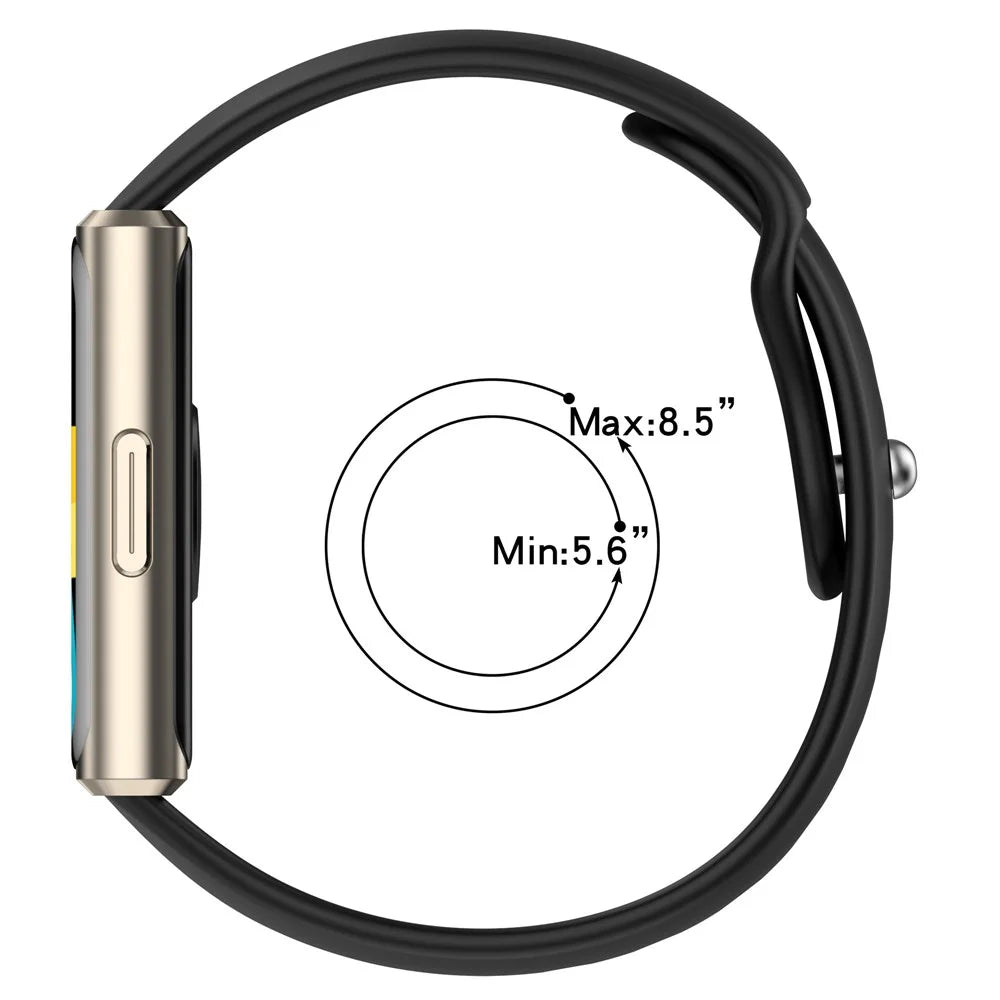 Silicone Strap for Huawei Band 11 / 11 Pro / 11 NFC / 11 Pro NFC Metal Buckle Sport Watch Band Replacement - Black - 7