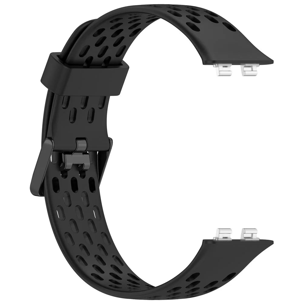 Breathable Holes Silicone Strap for Huawei Band 11 / 11 Pro / 11 NFC / 11 Pro NFC Sports Watch Band - Black - 3