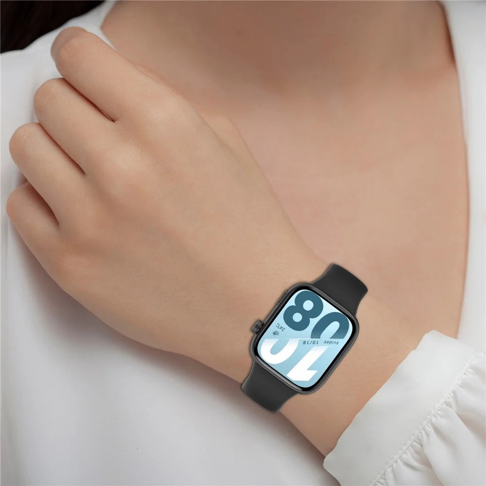 For Honor Watch X5i Silicone Strap Solid Color Sport Watch Band Replacement - Black - 6