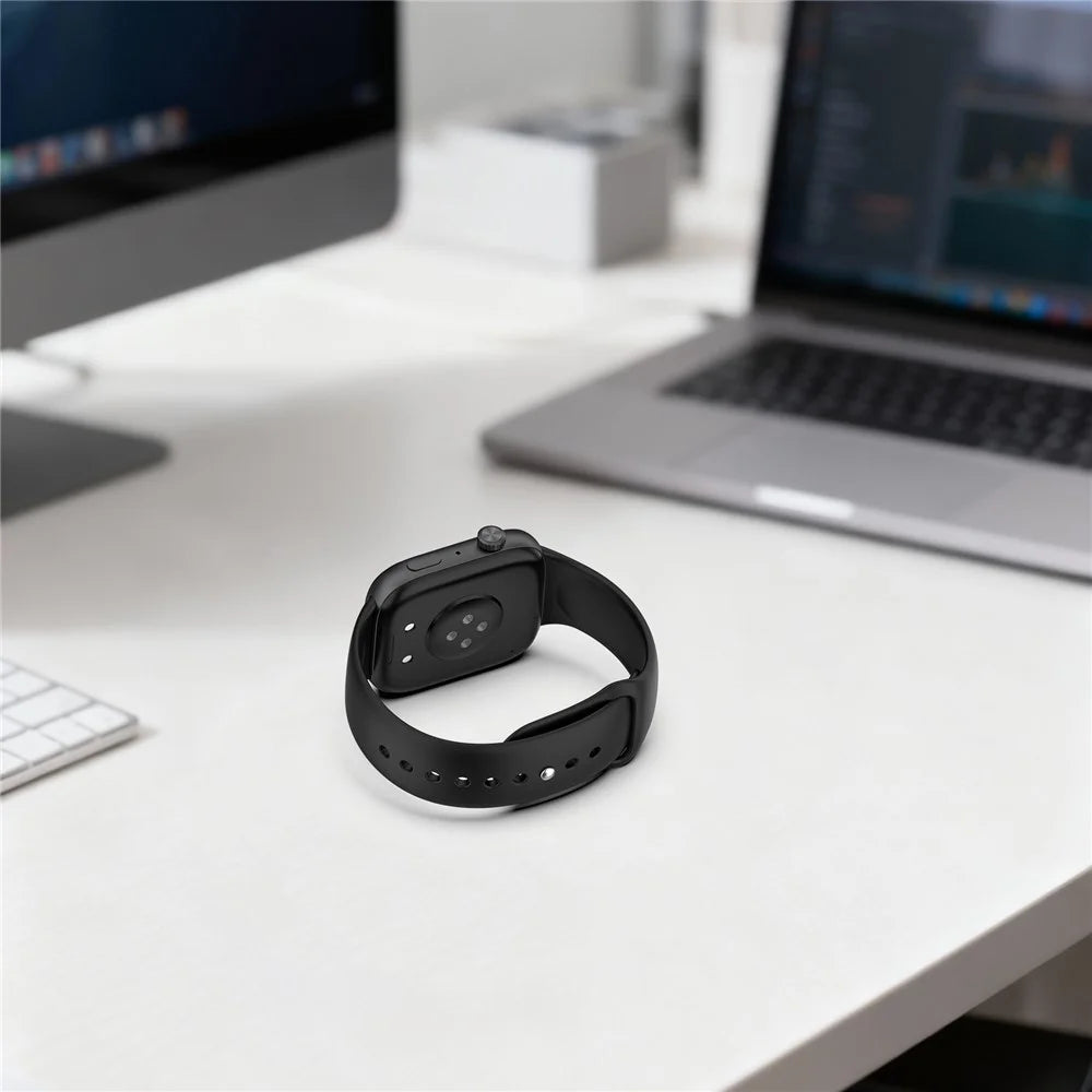 For Honor Watch X5i Silicone Strap Solid Color Sport Watch Band Replacement - Black - 7
