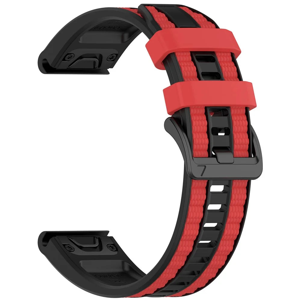 26mm Silicone Watch Band for Garmin Fenix 8 Pro MicroLED 51mm / quatix 8 51mm / Venu X1 Dual Color Quick Release Replacement Strap - Black / Red - 3
