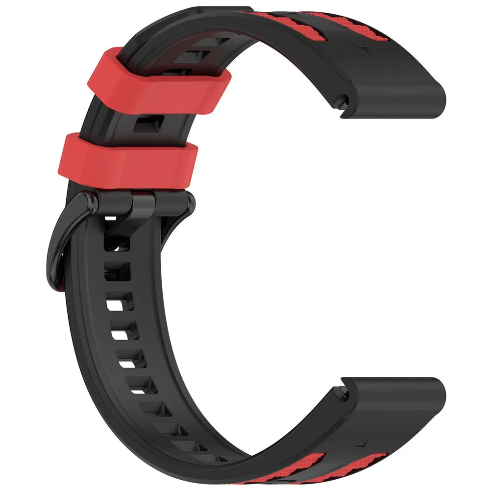 22mm Silicone Watch Band for Garmin Tactix 8 47mm / Fenix 8 47mm / Fenix E 47mm / Quatix 7 Pro Dual Color Quick Release Replacement Strap - Black / Red - 2