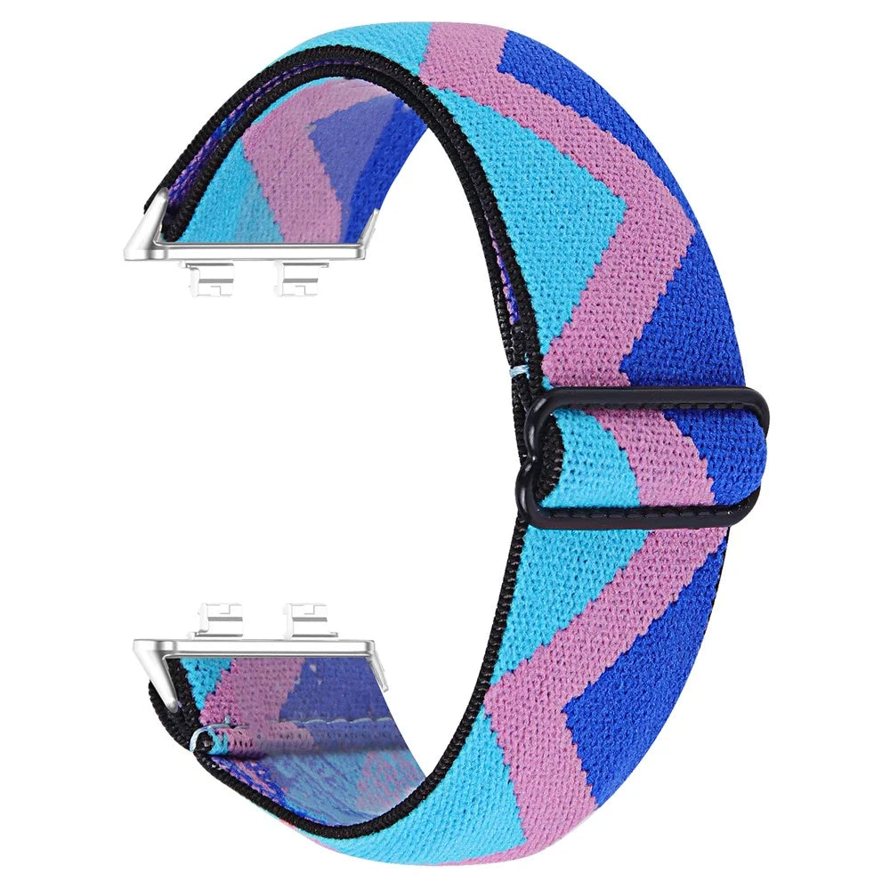 For Huawei Band 11 / 11 Pro Elastic Strap Printed Pattern Adjustable Nylon Watch Band with Silver Connector - 1# - 1