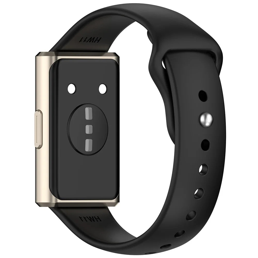 Silicone Watch Band for Huawei Band 11 / 11 Pro / 11 NFC / 11 Pro NFC Reverse Buckle Wrist Strap - Black - 1
