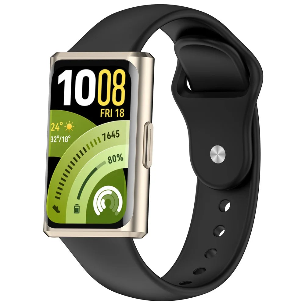 Silicone Watch Band for Huawei Band 11 / 11 Pro / 11 NFC / 11 Pro NFC Reverse Buckle Wrist Strap - Black - 4