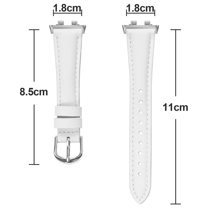 Watch Band for Huawei Band 11 Pro NFC / 11 NFC / 11 Pro / 11 Silver Buckle Slim Leather Strap - White - 6