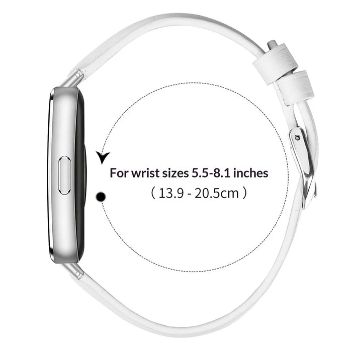Watch Band for Huawei Band 11 Pro NFC / 11 NFC / 11 Pro / 11 Silver Buckle Slim Leather Strap - White - 7