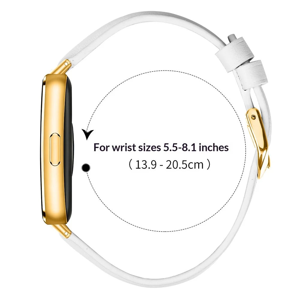 Watch Band for Huawei Band 11 Pro NFC / 11 NFC / 11 Pro / 11 Gold Buckle Slim Leather Strap - White - 7