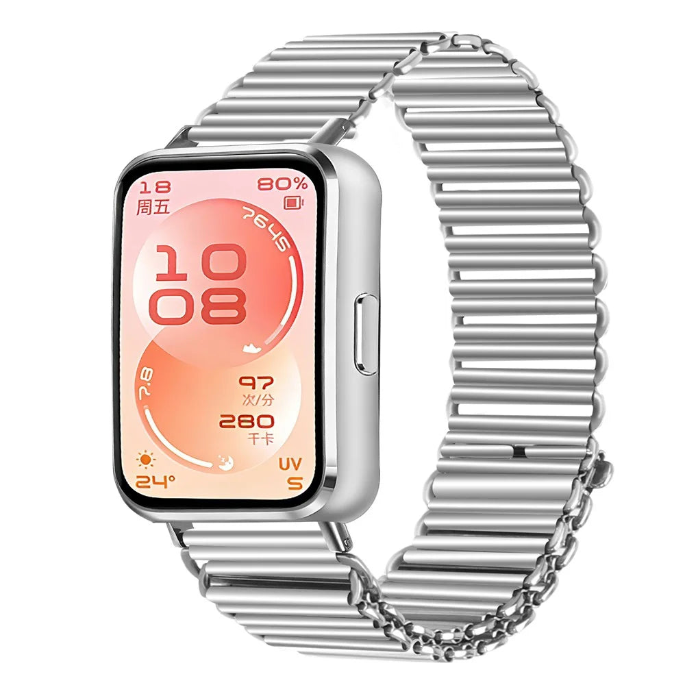 Watch Band for Huawei Band 11 Pro NFC / 11 NFC / 11 Pro / 11 Sport Slingshot Buckle Loop Strap - Silver - 2