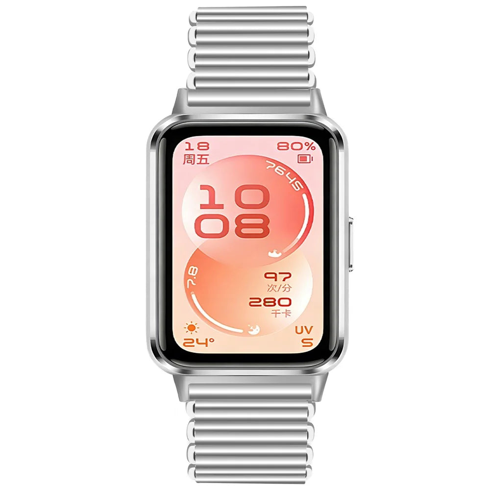 Watch Band for Huawei Band 11 Pro NFC / 11 NFC / 11 Pro / 11 Sport Slingshot Buckle Loop Strap - Silver - 3