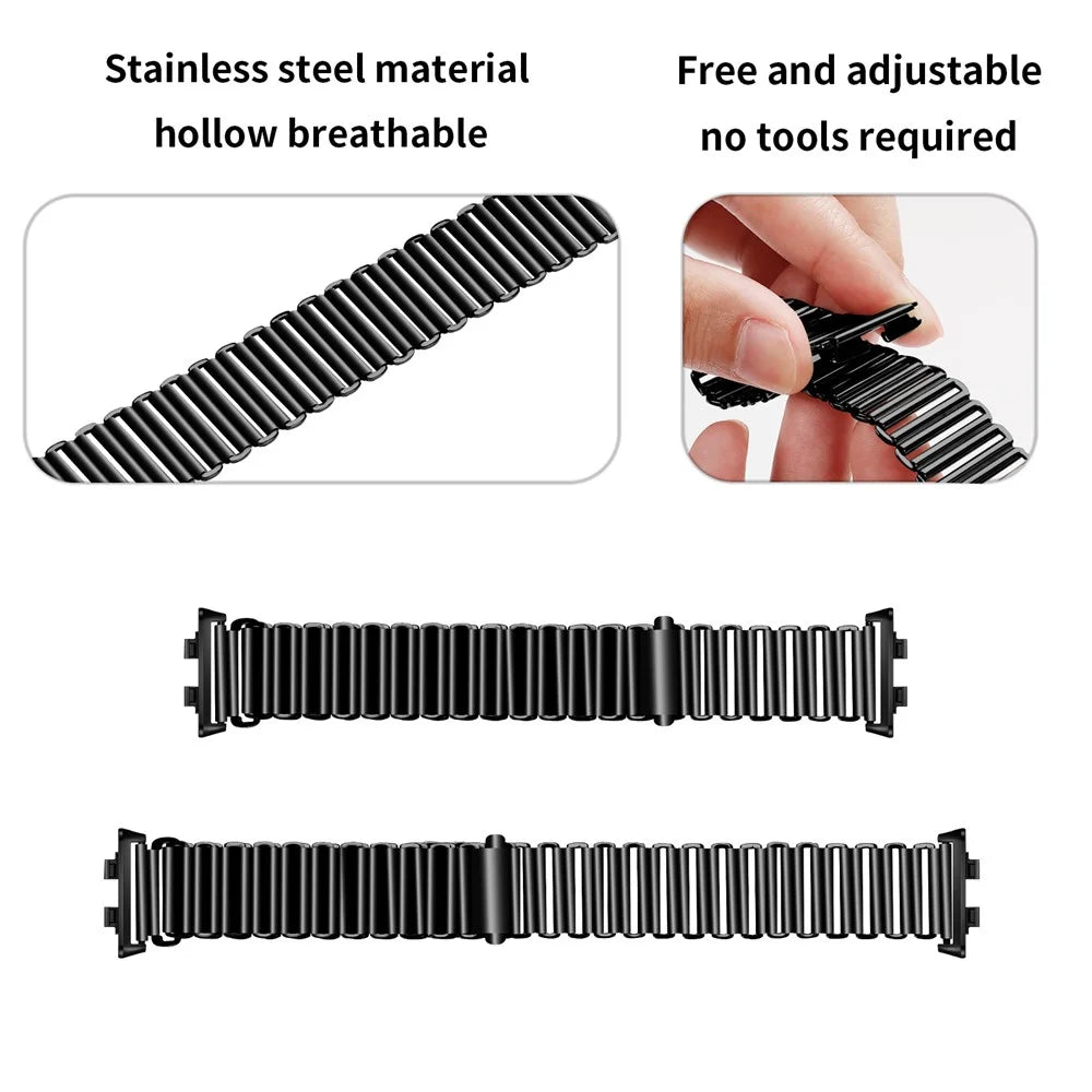 Stainless Steel Watch Band for Huawei Band 11 Pro NFC / 11 NFC / 11 Pro / 11 Electroplated Color Slingshot Buckle Loop Strap - Black - 4