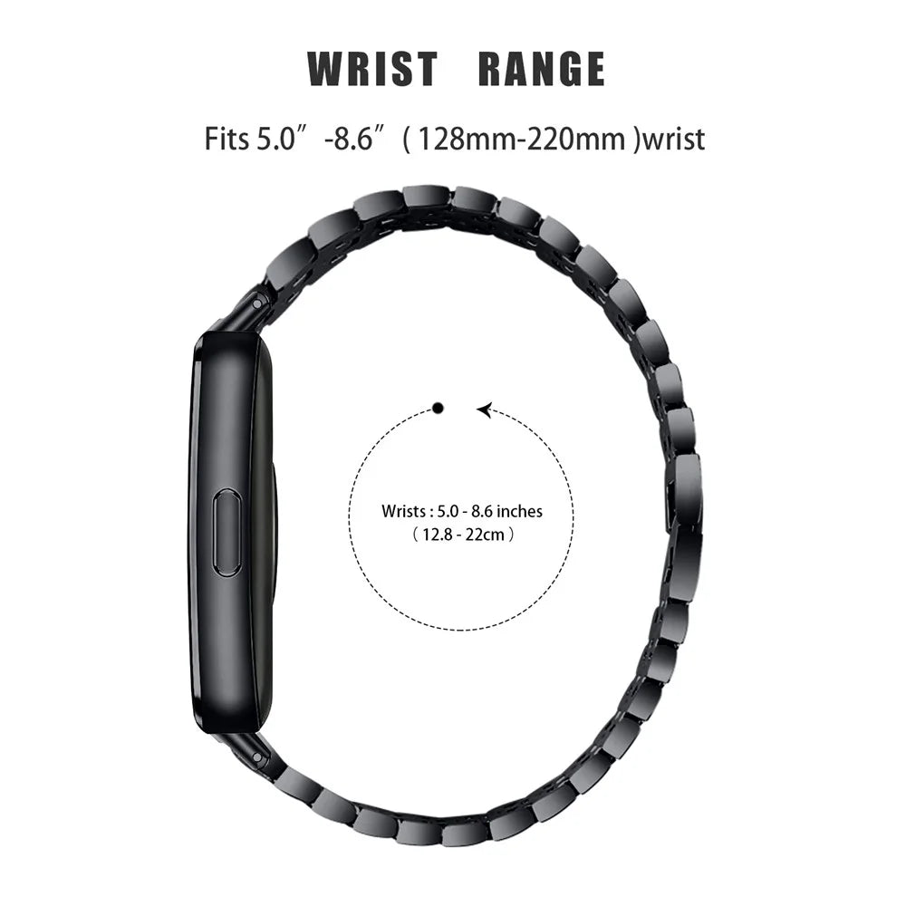 Metal Watch Band for Huawei Band 11 Pro NFC / 11 NFC / 11 Pro / 11 Rhinestones Decor Replacement Strap - Black+White - 6