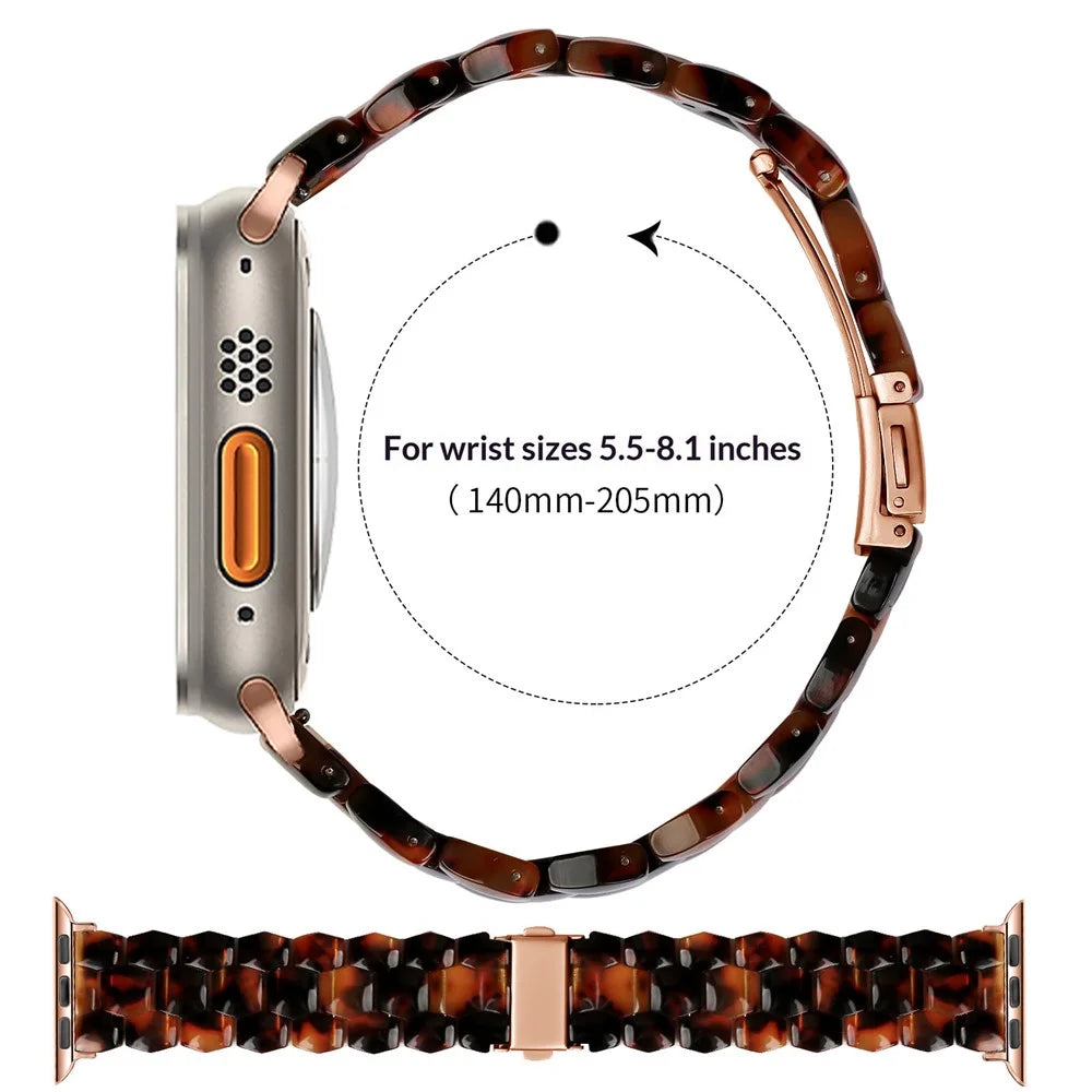 Hexagonal Resin Strap for Apple Watch Series 11 10 42mm / 9 8 7 41mm / SE3 SE2 SE 6 5 4 40mm / 3 2 1 38mm Waterproof Watch Band - Tortoiseshell - 6