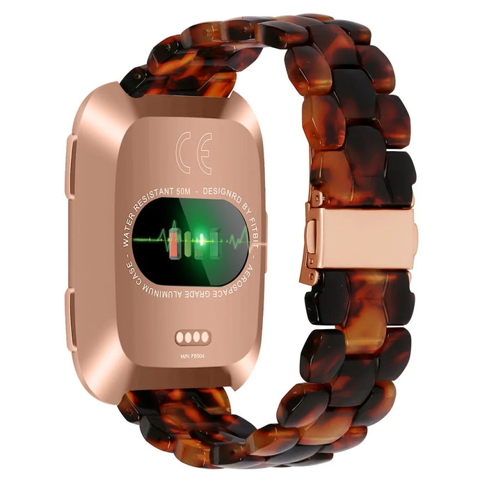 Hexagonal Resin Strap for Fitbit Versa 2 / Versa Lite / Versa Waterproof Watch Band - Tortoiseshell - 1