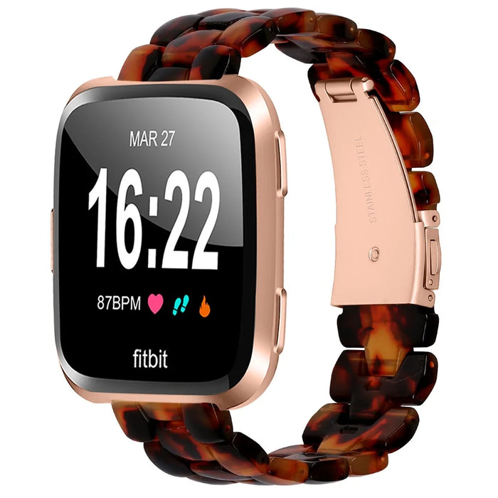 Hexagonal Resin Strap for Fitbit Versa 2 / Versa Lite / Versa Waterproof Watch Band - Tortoiseshell - 2