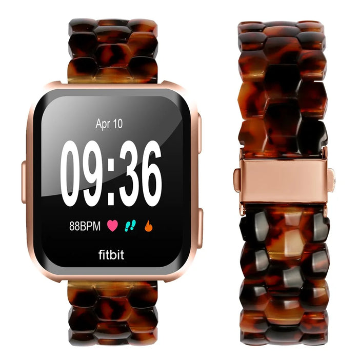 Hexagonal Resin Strap for Fitbit Versa 2 / Versa Lite / Versa Waterproof Watch Band - Tortoiseshell - 3