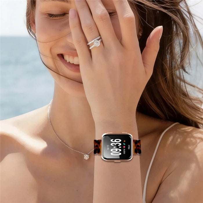 Hexagonal Resin Strap for Fitbit Versa 2 / Versa Lite / Versa Waterproof Watch Band - Tortoiseshell - 4