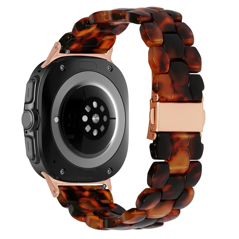For Samsung Galaxy Watch Ultra2 47mm / Watch Ultra (2025) 47mm / Watch Ultra 47mm Hexagonal Resin Strap Waterproof Watch Band - Tortoiseshell - 1