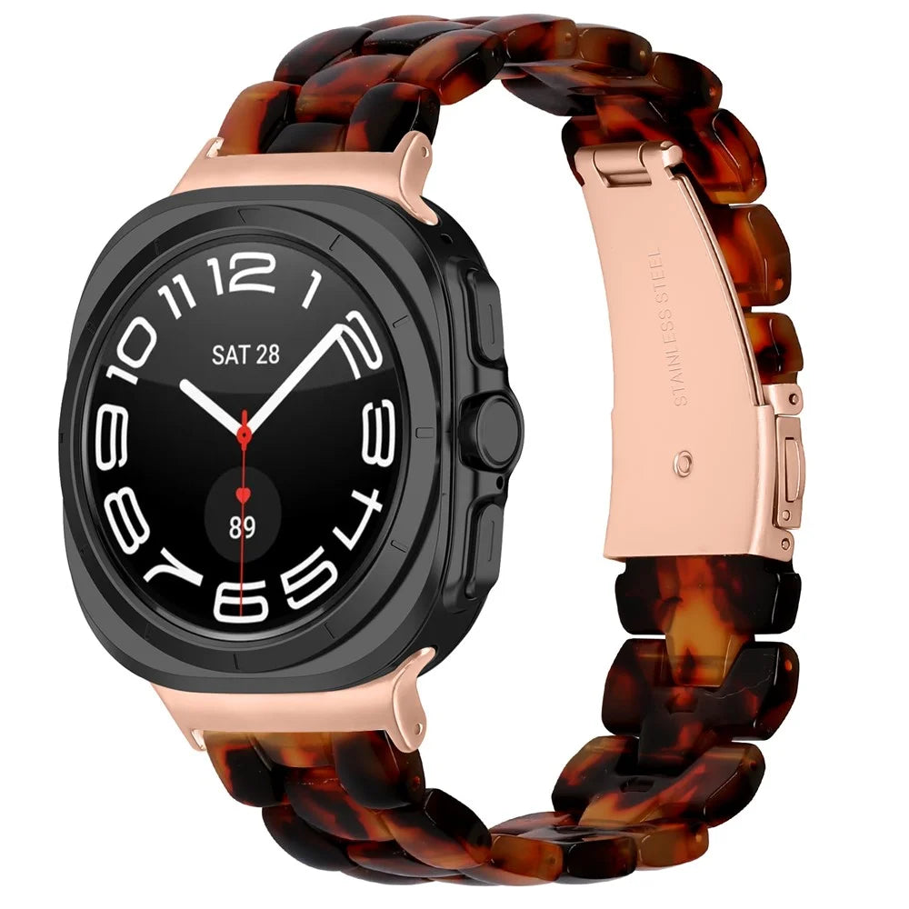 For Samsung Galaxy Watch Ultra2 47mm / Watch Ultra (2025) 47mm / Watch Ultra 47mm Hexagonal Resin Strap Waterproof Watch Band - Tortoiseshell - 2