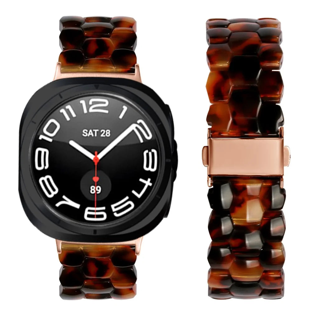For Samsung Galaxy Watch Ultra2 47mm / Watch Ultra (2025) 47mm / Watch Ultra 47mm Hexagonal Resin Strap Waterproof Watch Band - Tortoiseshell - 3