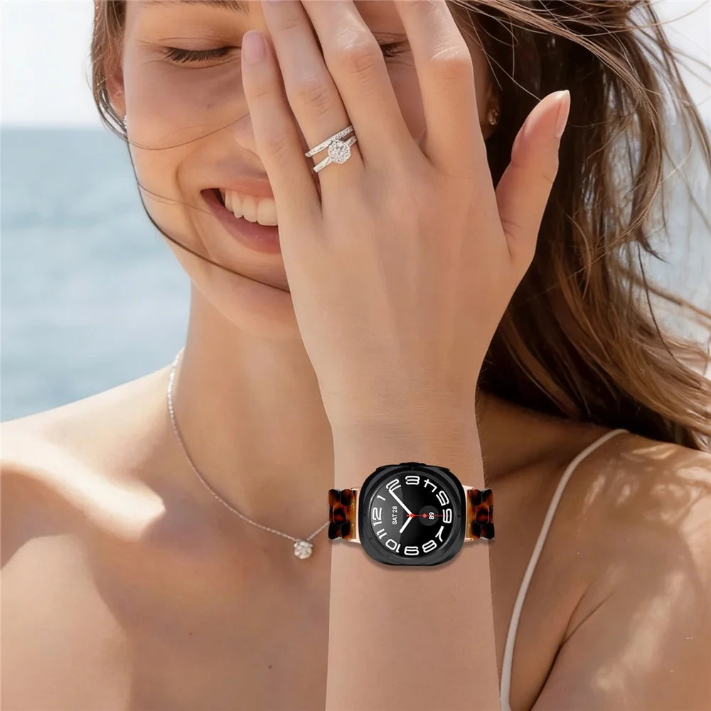 For Samsung Galaxy Watch Ultra2 47mm / Watch Ultra (2025) 47mm / Watch Ultra 47mm Hexagonal Resin Strap Waterproof Watch Band - Tortoiseshell - 4