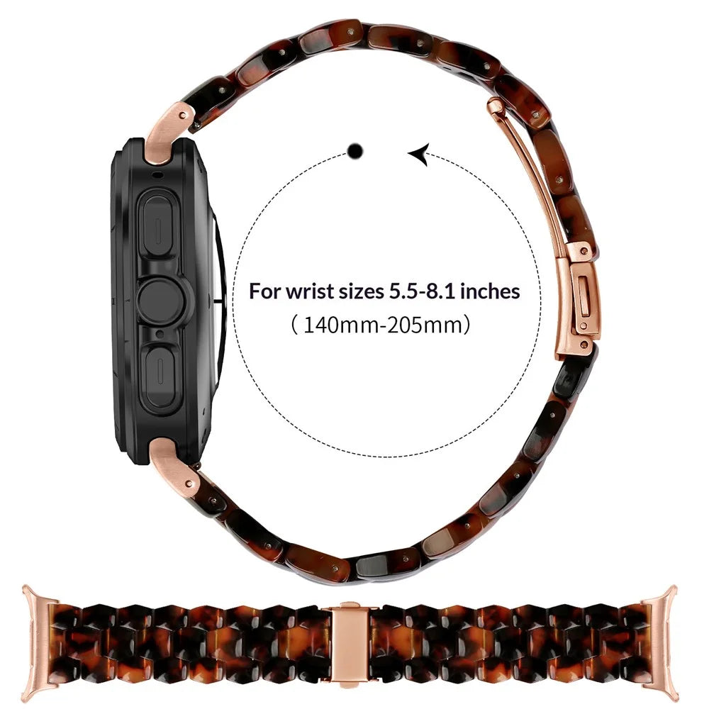 For Samsung Galaxy Watch Ultra2 47mm / Watch Ultra (2025) 47mm / Watch Ultra 47mm Hexagonal Resin Strap Waterproof Watch Band - Tortoiseshell - 6