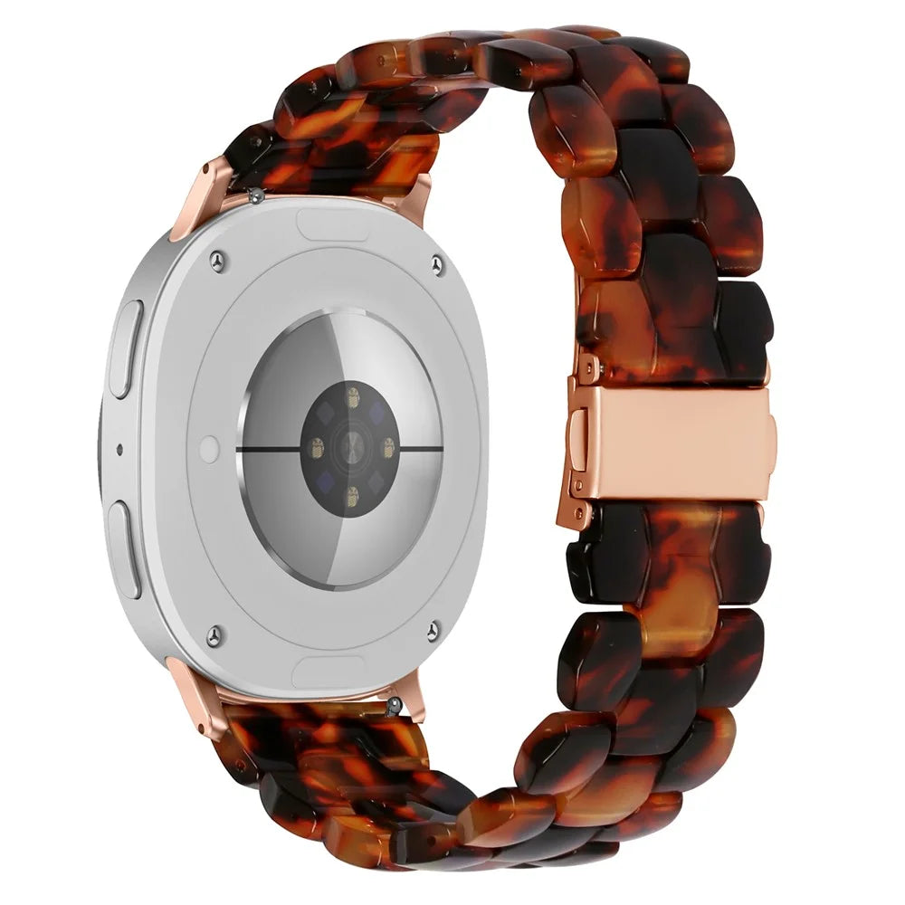 Hexagonal Resin Strap for Samsung Galaxy Watch8 40mm / 44mm / Watch8 Classic 46mm Waterproof Watch Band - Tortoiseshell - 1