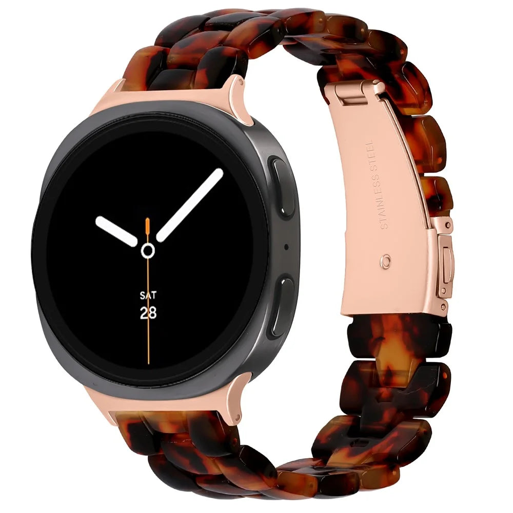 Hexagonal Resin Strap for Samsung Galaxy Watch8 40mm / 44mm / Watch8 Classic 46mm Waterproof Watch Band - Tortoiseshell - 2