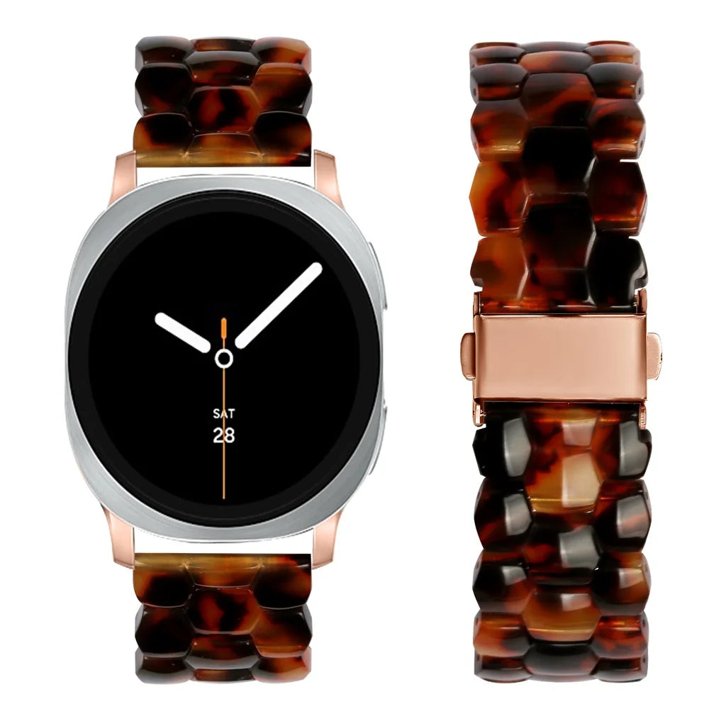Hexagonal Resin Strap for Samsung Galaxy Watch8 40mm / 44mm / Watch8 Classic 46mm Waterproof Watch Band - Tortoiseshell - 3
