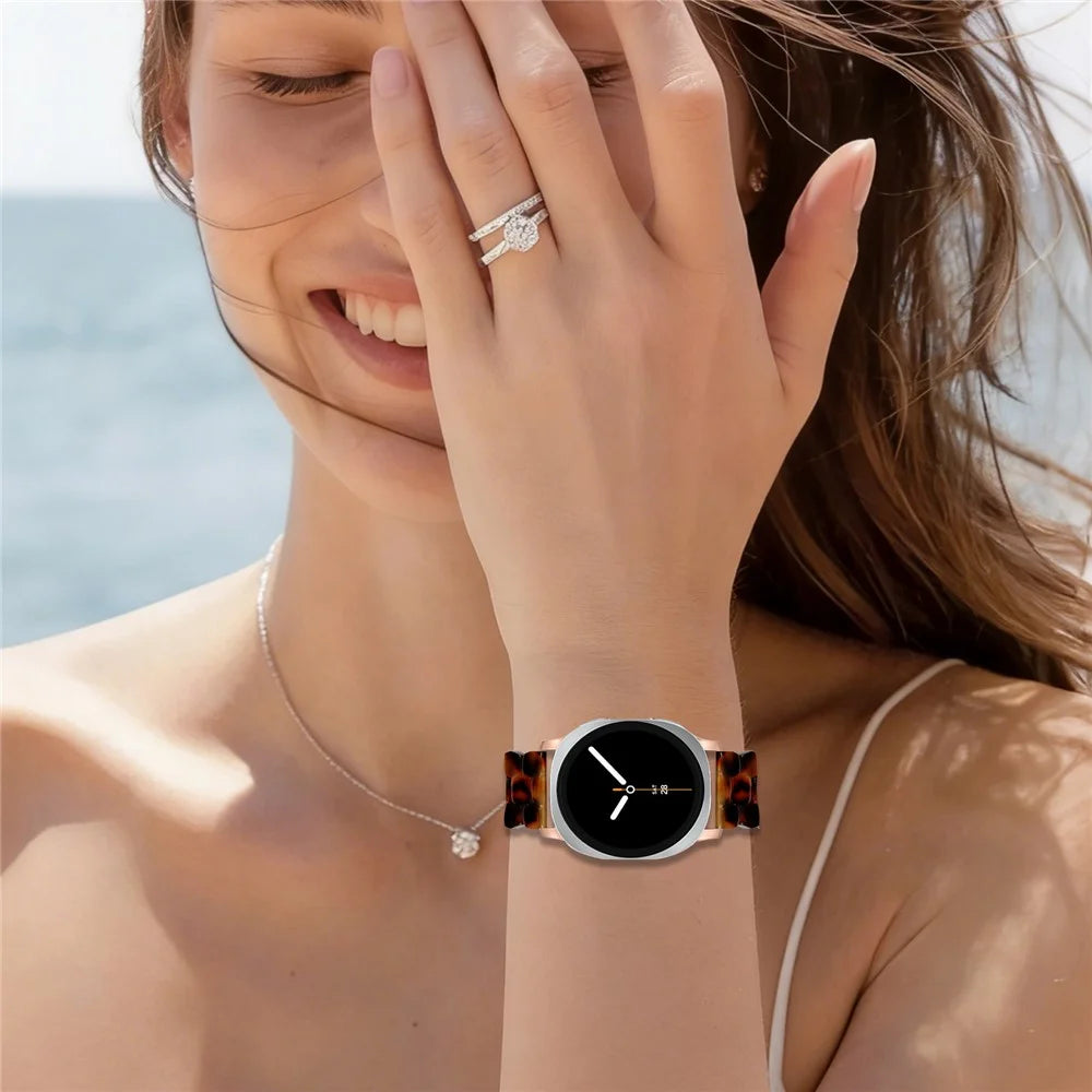 Hexagonal Resin Strap for Samsung Galaxy Watch8 40mm / 44mm / Watch8 Classic 46mm Waterproof Watch Band - Tortoiseshell - 4