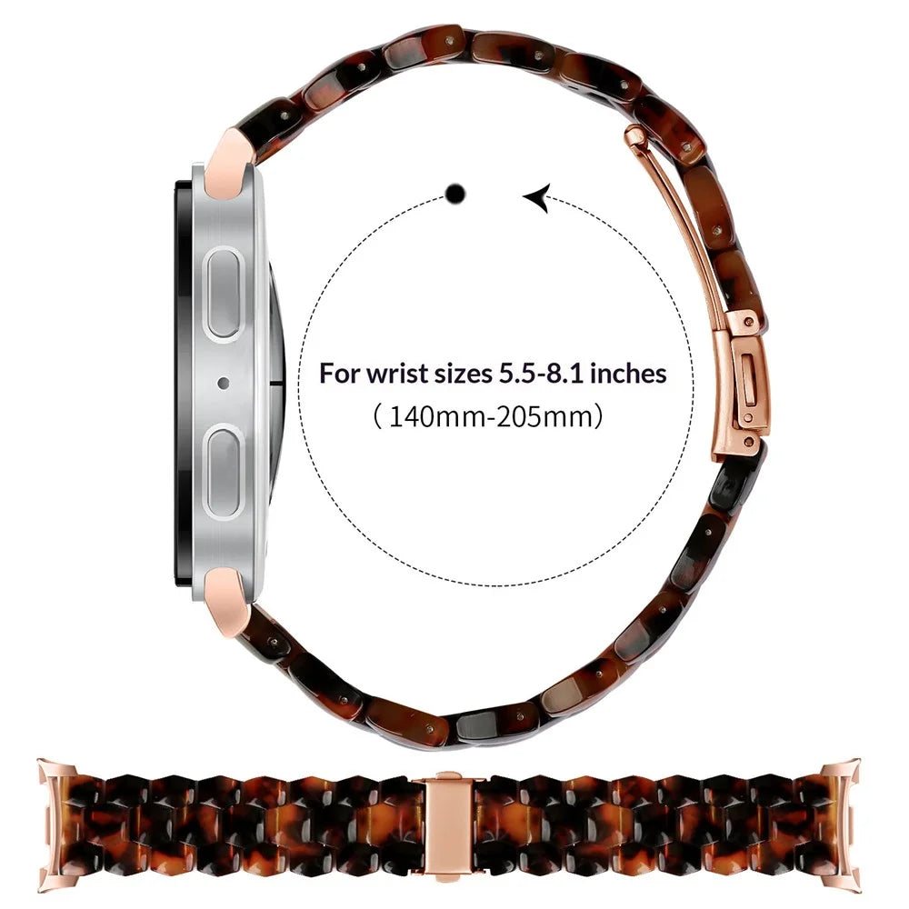Hexagonal Resin Strap for Samsung Galaxy Watch8 40mm / 44mm / Watch8 Classic 46mm Waterproof Watch Band - Tortoiseshell - 6