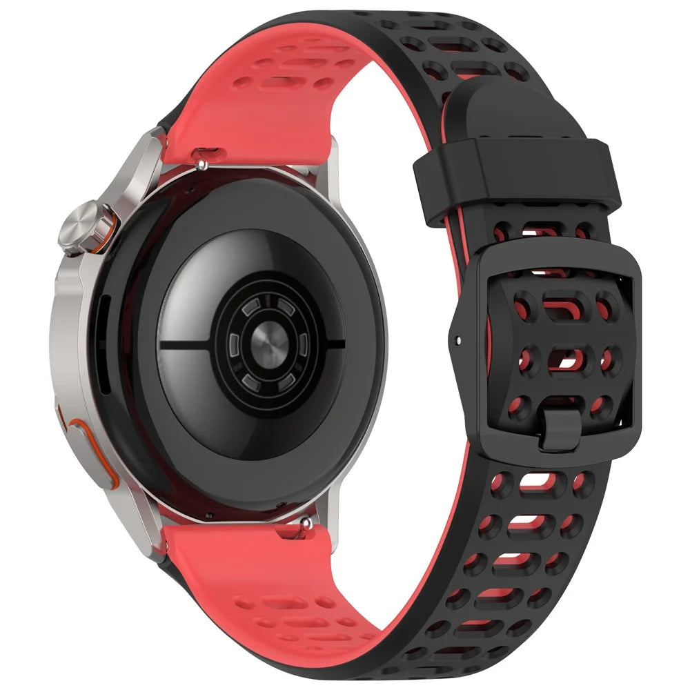 For Huawei Watch GT Runner 2 20mm Silicone Strap Dual Color Watch Band Replacement - Black  /  Red - 1