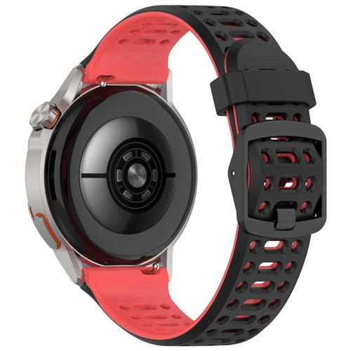 For Huawei Watch GT Runner 2 20mm Silicone Strap Dual Color Watch Band Replacement - Black  /  Red - 1