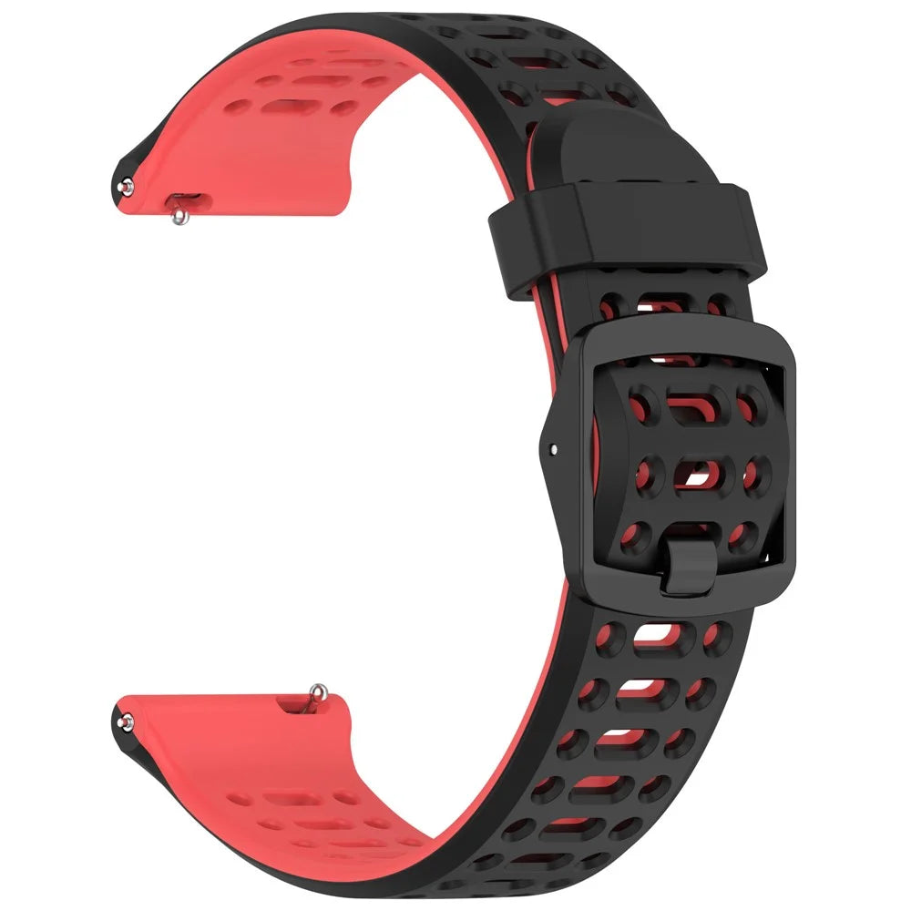 For Huawei Watch GT Runner 2 20mm Silicone Strap Dual Color Watch Band Replacement - Black  /  Red - 2