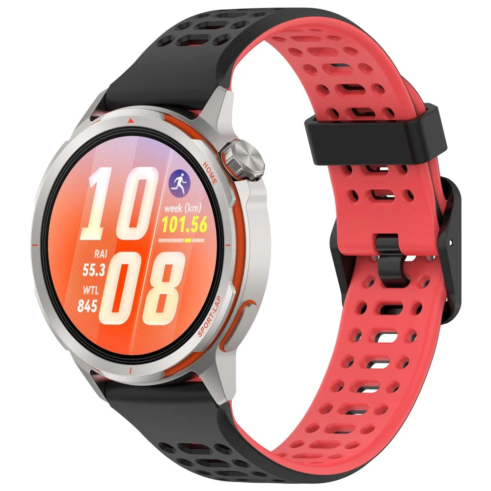 For Huawei Watch GT Runner 2 20mm Silicone Strap Dual Color Watch Band Replacement - Black  /  Red - 4