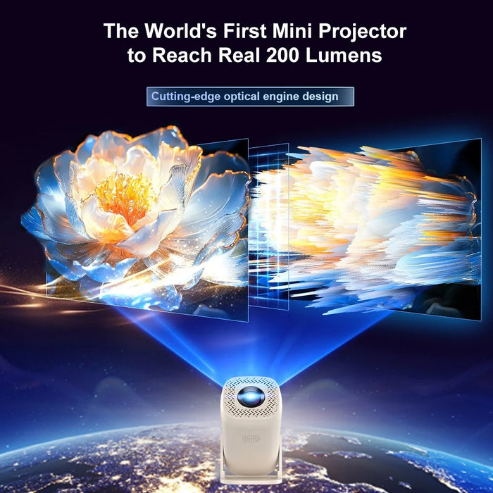 2.1 Inch Screen Mini Projector 180 ANSI Lumens 8K Decoding Auto Keystone 500+ Free Channels Home Cinema Projector - EU Plug - 2