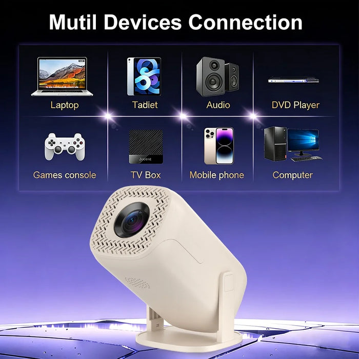 2.1 Inch Screen Mini Projector 180 ANSI Lumens 8K Decoding Auto Keystone 500+ Free Channels Home Cinema Projector - EU Plug - 4