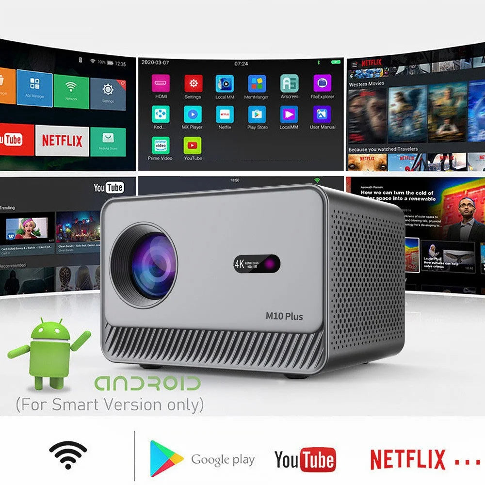M10 Plus Portable Mini Projector 720P HD Android 11 4K Decoding WiFi 6 Dual Band Home Cinema Projector - Grey - 2