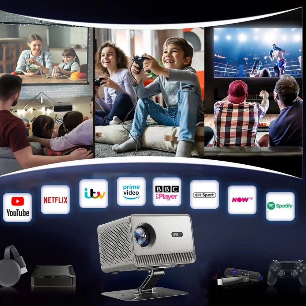 M10 Plus Portable Mini Projector 720P HD Android 11 4K Decoding WiFi 6 Dual Band Home Cinema Projector - Grey - 3