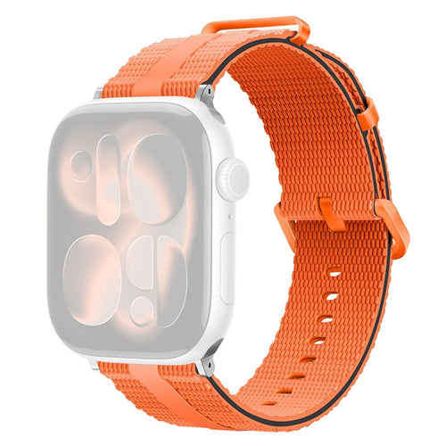 Strap for Apple Watch Series 11 10 42mm  /  9 8 7 41mm  /  SE3 SE2 SE 6 5 4 40mm  /  3 2 1 38mm Silicone Band Linear Texture Sport Wristband - Orange+Black - 1