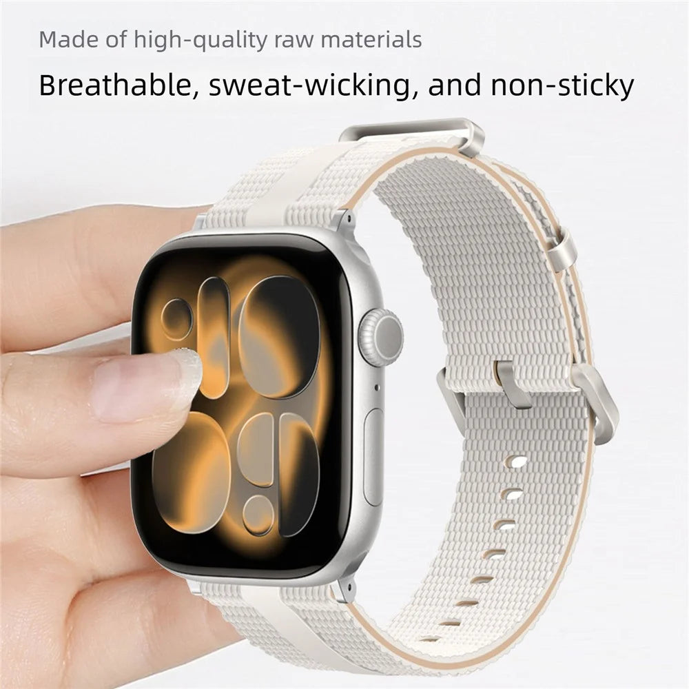 Strap for Apple Watch Series 11 10 42mm  /  9 8 7 41mm  /  SE3 SE2 SE 6 5 4 40mm  /  3 2 1 38mm Silicone Band Linear Texture Sport Wristband - Orange+Black - 4